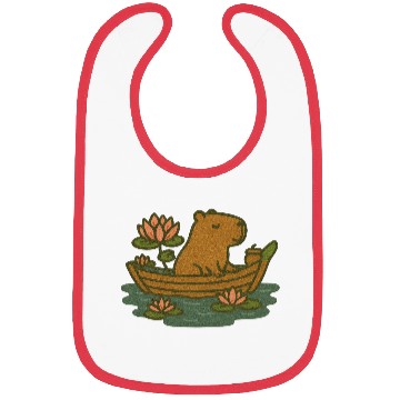 Discover Whimsical Bear in Lotus Boat Design Bibs