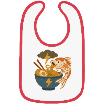 Discover Electrified Fish Ramen Illustration Bibs