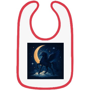 Discover Magical Winged Unicorn Under Moonlight Bibs