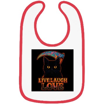 Discover Black Cat Psychedelic Live Laugh Love Bibs