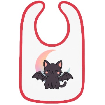 Discover Cute Bat and Moon Illustration Bibs