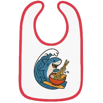 Discover Playful Shark Enjoying Ramen Bibs