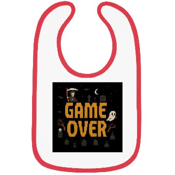 Discover Pixel Haunted Game Over Design Bibs