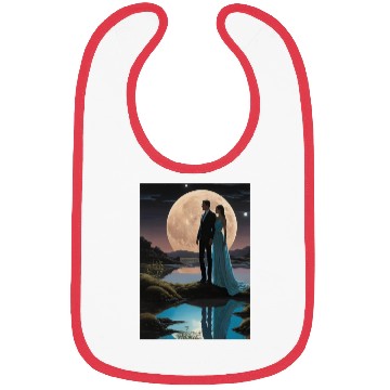 Discover Romantic Moonlit Couple Illustration Bibs