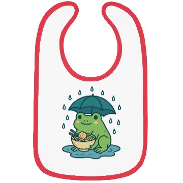 Discover Kawaii Frog with Umbrella and Noodles Bibs