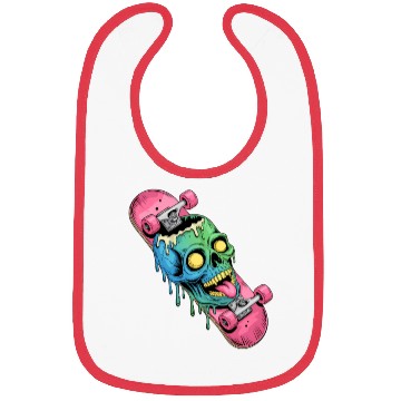 Discover Neon Dripping Skull Skateboard Art Bibs