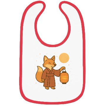 Discover Cute Fox in Traditional Kimono with Lantern Bibs