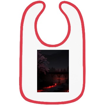 Discover Nighttime Bridge and Cherry Blossom Scene Bibs