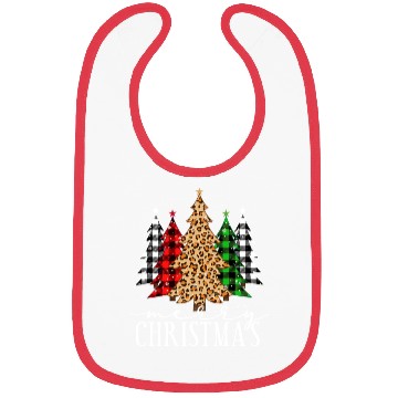 Discover Leopard and Plaid Christmas Tree Design Bibs
