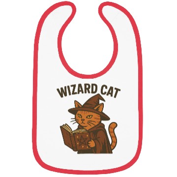 Discover Wizard Cat with Magic Book Design Bibs