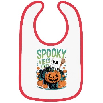 Discover Spooky Vibes Halloween Cat and Skeleton Bibs
