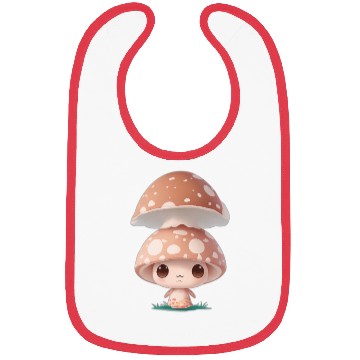 Discover Cute Mushroom Character Illustration Bibs