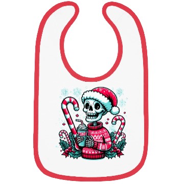 Discover Festive Skeleton in Santa Hat Bibs