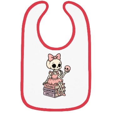 Discover Cherry Blossom Skeleton with Potion Books Bibs