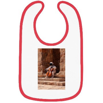 Discover Astronaut with Cello on Ancient Steps Bibs
