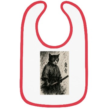 Discover Samurai Cat Warrior Vintage Japanese Art Design Bibs