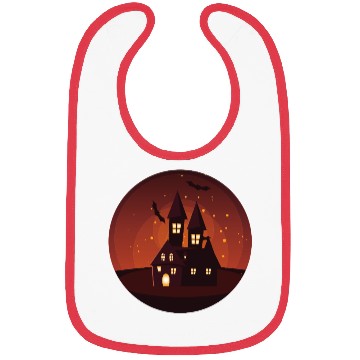 Discover Haunted Castle Night Scene Bibs