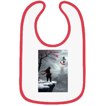 Discover Samurai Warrior Under Cherry Blossom Tree Bibs