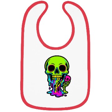 Discover Neon Melting Skull with Small Skeleton Bibs