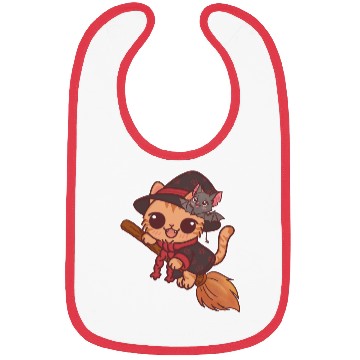 Discover Enchanted Witch Cat with Bat Companion Bibs