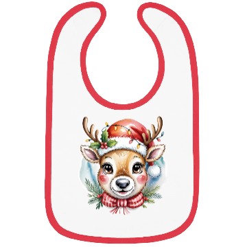 Discover Cute Rudolph Reindeer Watercolor Christmas Art Bibs