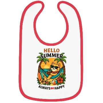 Discover Summer Cat Relaxing in Paradise Bibs