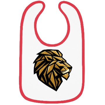 Discover Geometric Gold Lion Head Side Profile Modern   Bibs