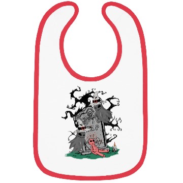 Discover Spooky Witch and Doll Halloween Illustration Bibs