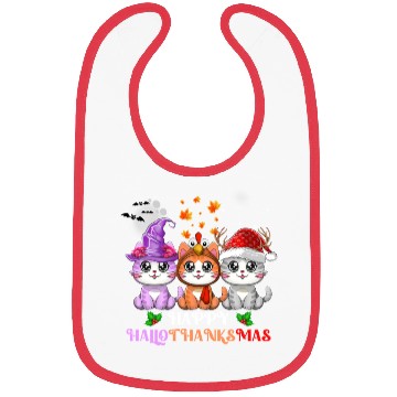 Discover Happy HalloThanksMas Cute Cats Lover Bibs