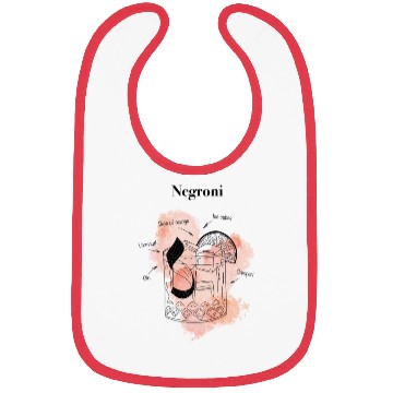 Discover Negroni Cocktail Illustration Classic Hand-Drawn Bibs