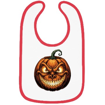 Discover Menacing Jack-o'-Lantern Face Illustration Bibs