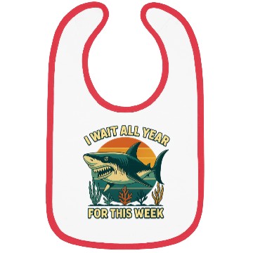 Discover Shark Retro Sunset Bold Ocean Predator  Bibs