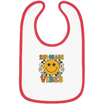 Discover 2nd Grade Vibes Bibs – Retro Happy Face