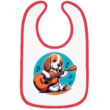 Discover Playful Puppy Guitar Illustration Bibs