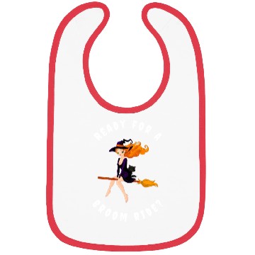 Discover Witch on Broomstick with Cat Design Bibs