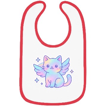 Discover Celestial Winged Cat Illustration Bibs