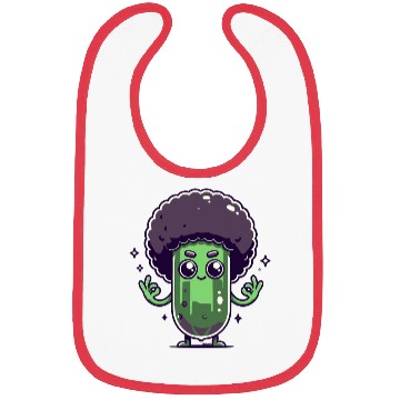 Discover Whimsical Broccoli with Afro Hair Bibs