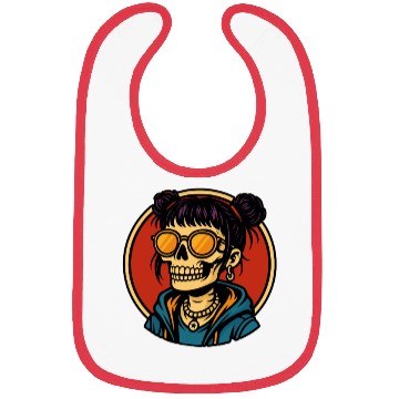 Discover Urban Skull Girl Illustration Bibs