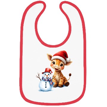 Discover Festive Giraffe and Snowman Holiday Design Bibs