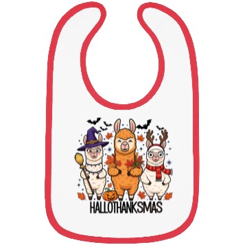 Discover Hallothanksmas Llama Trio Halloween Xmas Bibs Gift