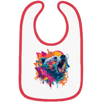 Discover Vibrant Roaring Bear Graffiti Design Bibs