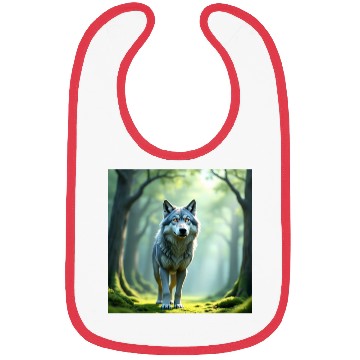Discover Mystic Forest Wolf Illustration Bibs