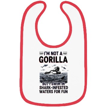 Discover Gorilla vs Sharks Funny Swim Graphic Design Bibs