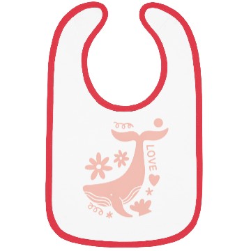 Discover Whimsical Pink Whale with Floral Accents Bibs