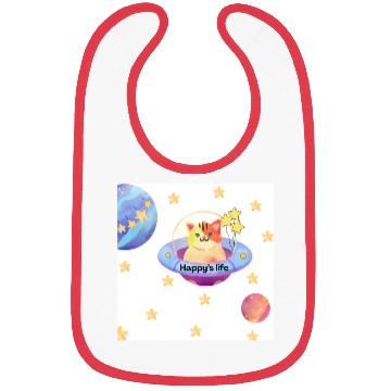 Discover Whimsical Cat in Space with Star Balloons Bibs