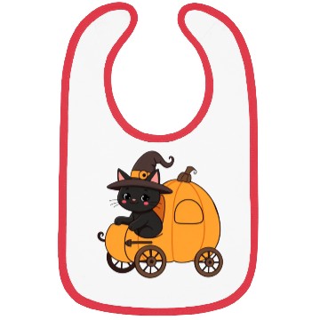 Discover Black Cat in Witch Hat Halloween Design Bibs