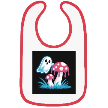 Discover Whimsical Ghost and Mushrooms Illustration Bibs