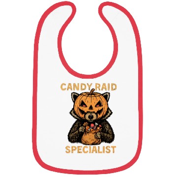 Discover Candy Raid Specialist Halloween Raccoon Pumpkin Bibs