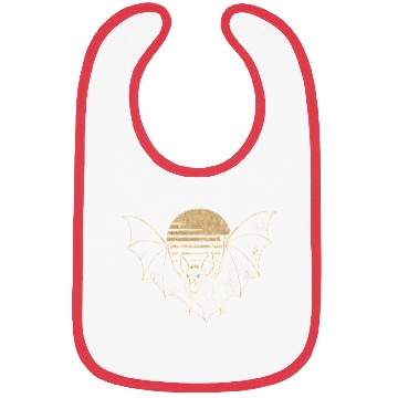 Discover Retro Sunset Bat Silhouette with Full Moon Bibs