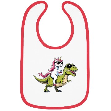 Discover Cool Unicorn Riding T-Rex Dinosaur Bibs